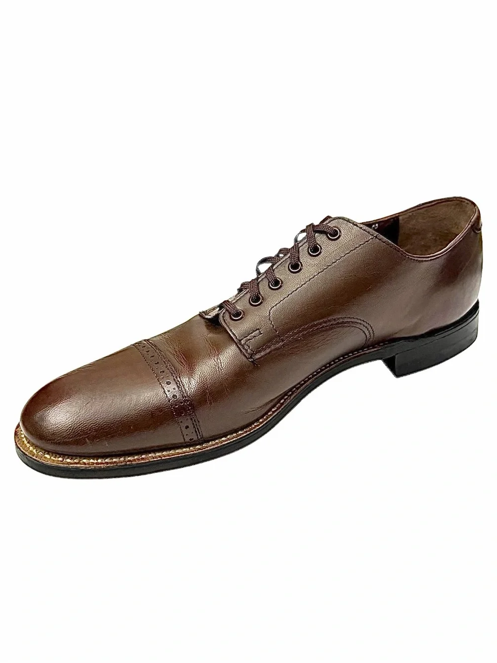 Vintage Stacy Adams Brown Leather Oxford Dress Shoes 8.5 D Classic